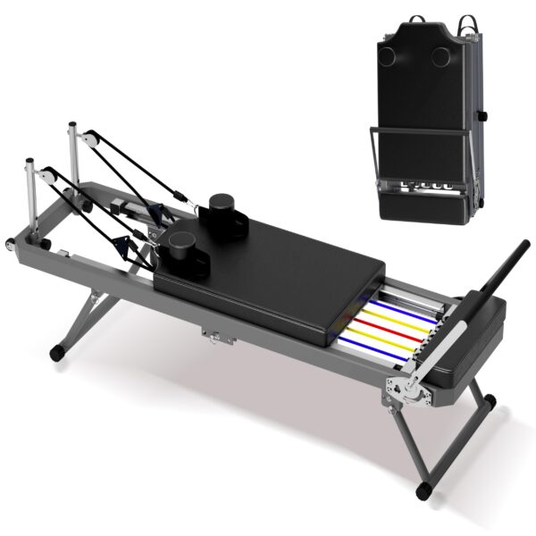 Extra Large Pilates Reformer Machine with Aerobic Rebounder, 395 LBS Capacity Foldable Home Gym Equipment, Dynamic Resis