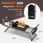 Extra Large Pilates Reformer Machine with Aerobic Rebounder, 395 LBS Capacity Foldable Home Gym Equipment, Dynamic Resis