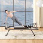 77.9" Foldable Pilates Reformer Machine, 330.5 LBS Capacity Home Gym Equipment, Double Resistance System with 11 Levels,
