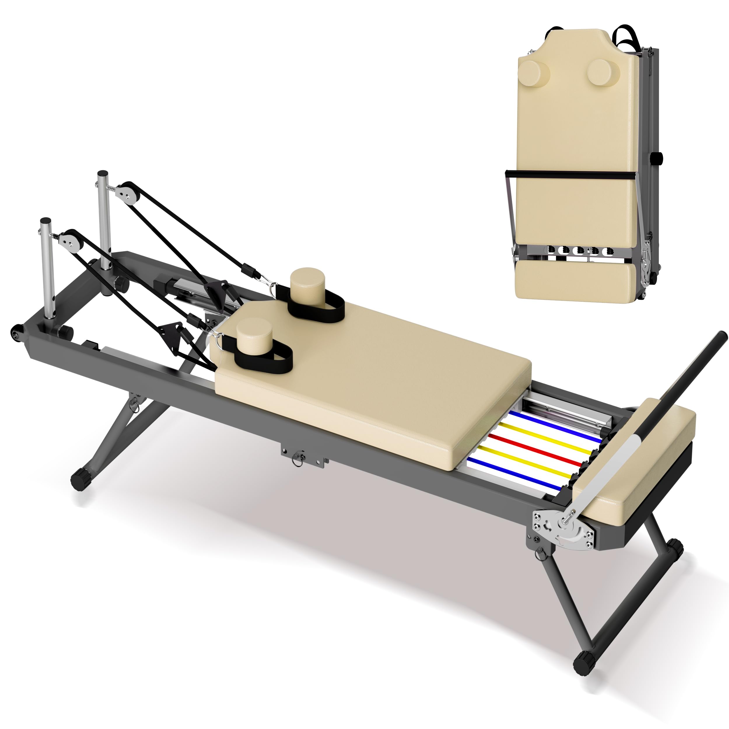 Version 1.0.0 77.9" Foldable Pilates Reformer Machine for Home Gym, Pilates Equipment with 11 Resistance Levels, High Density Cushion,