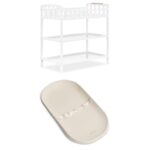 Bundle of Dream On Me Emily Changing Table in White & Waterproof Changing Pad – Nursery Diaper Changing Station with Sto