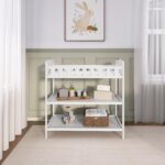 Bundle of Dream On Me Emily Changing Table in White & Waterproof Changing Pad – Nursery Diaper Changing Station with Sto