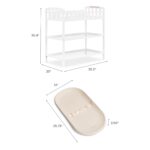 Bundle of Dream On Me Emily Changing Table in White & Waterproof Changing Pad – Nursery Diaper Changing Station with Sto