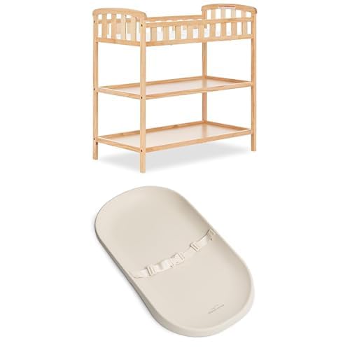 Bundle of Dream On Me Emily Changing Table & Waterproof Changing Pad – Nursery Diaper Changing Station with Storage Shel