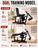 Leg Extension and Curl Machine, Adjustable Plate Loaded Leg Exercise Machine with 12-Position Angle Adjustment, Seated &