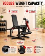 Leg Extension and Curl Machine, Adjustable Plate Loaded Leg Exercise Machine with 12-Position Angle Adjustment, Seated &