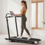 Cinta de Correr con Escritorio ANCHEER Treadmill Motor 3.5HP Inclinación 12% Plegable 4.2 Pulgadas Capacidad 400 Lbs Vel
