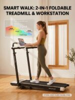 Cinta de Correr con Escritorio ANCHEER Treadmill Motor 3.5HP Inclinación 12% Plegable 4.2 Pulgadas Capacidad 400 Lbs Vel