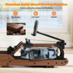 Máquina de Remo con Agua Dripex Foldable 400 Lbs Madera Sólida 6 Niveles Bluetooth Monitor LCD 184 cm