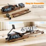 Máquina de Remo con Agua Dripex Foldable 400 Lbs Madera Sólida 6 Niveles Bluetooth Monitor LCD 184 cm