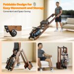 Máquina de Remo con Agua Dripex Foldable 400 Lbs Madera Sólida 6 Niveles Bluetooth Monitor LCD 184 cm