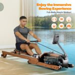 Máquina de Remo con Agua Dripex Foldable 400 Lbs Madera Sólida 6 Niveles Bluetooth Monitor LCD 184 cm