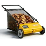 Barredora de empuje para jardín Garvee 21 pulgadas sistema de 4 cepillos bolsa recolectora 3.5 pies cúbicos amarillo