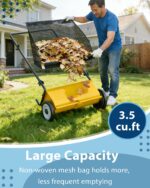 Barredora de empuje para jardín Garvee 21 pulgadas sistema de 4 cepillos bolsa recolectora 3.5 pies cúbicos amarillo