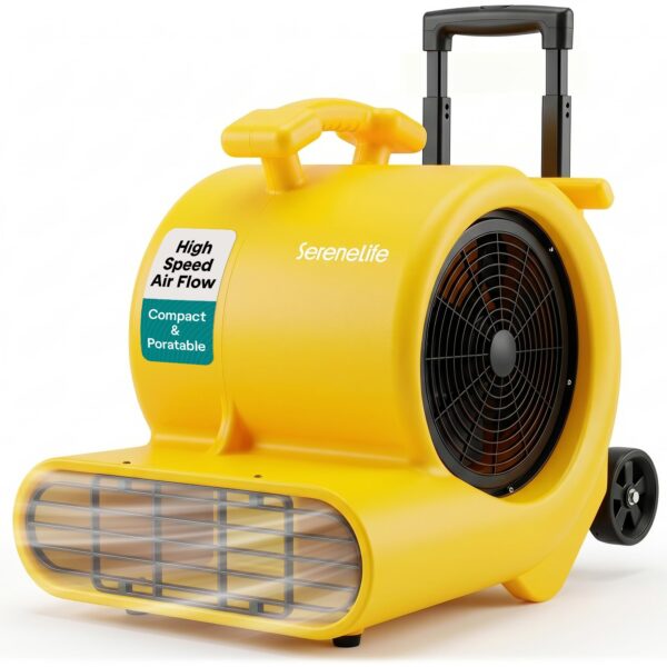 Ventilador Soplador Portátil SereneLife SLAIRFM40YL 4000 CFM, 3 Velocidades, Inclinación Ajustable, Motor 1 HP para Hoga