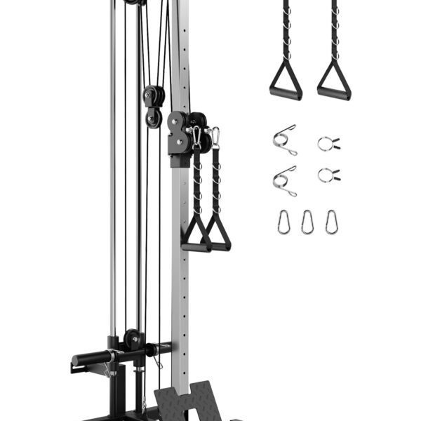 Garvee Wall Mount Cable Machine, LAT Pulldown Machines with 19 Positions Dual Pulley System, Cable Crossover Machine wit