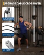 Garvee Wall Mount Cable Machine, LAT Pulldown Machines with 19 Positions Dual Pulley System, Cable Crossover Machine wit
