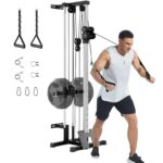 Garvee Wall Mount Cable Machine, LAT Pulldown Machines with 19 Positions Dual Pulley System, Cable Crossover Machine wit