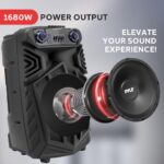 Pyle 15’’ Bluetooth Portable PA Speaker with Wireless Mic, Speaker Stand, Equalizer Functions, Rechargeable Battery, LED