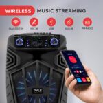 Pyle 15’’ Bluetooth Portable PA Speaker with Wireless Mic, Speaker Stand, Equalizer Functions, Rechargeable Battery, LED
