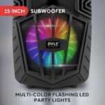 Pyle 15’’ Bluetooth Portable PA Speaker with Wireless Mic, Speaker Stand, Equalizer Functions, Rechargeable Battery, LED