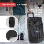 Pyle 15’’ Bluetooth Portable PA Speaker with Wireless Mic, Speaker Stand, Equalizer Functions, Rechargeable Battery, LED