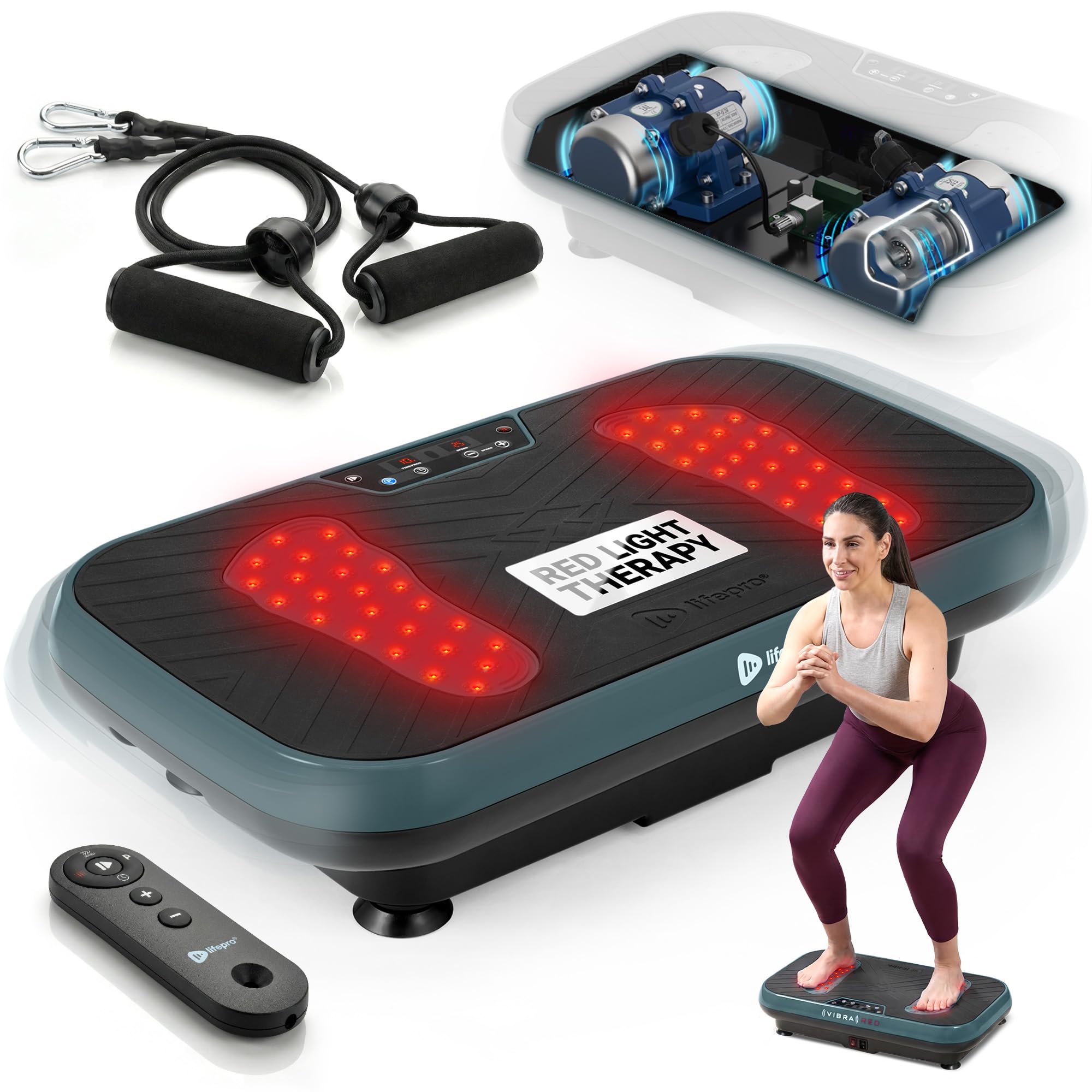Version 1.0.0 Plataforma vibratoria de bajo impacto LifePro VibraRed LP-VBRRD-JADE 99 velocidades 9 programas luz roja LED 200W 220 li