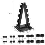 HulkFit Rubber Hex Dumbbell Set with 3-Tier Rack, Solid Cast Iron Dumbbells for Full Body, Anti-Slip Grip, Weights Dumbb