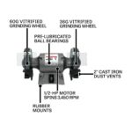 JET Amoladora de banco de 8 pulgadas, 3450 RPM, 1/2 HP, 120V 1Ph (modelo JBG-8)