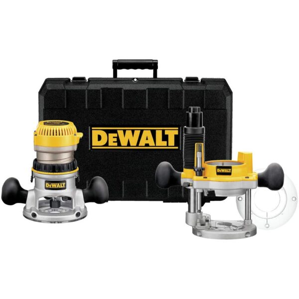 Router DEWALT DW618PK 12 Amperios 2-1/4 HP Base Fija y de Inmersión Velocidad Variable