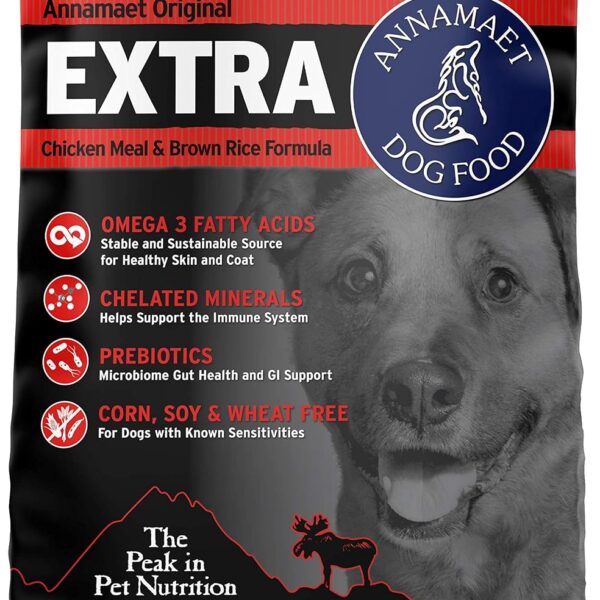 Alimento seco para perros Annamaet Original Extra Formula 26% proteína pollo y arroz integral bolsa 40 libras