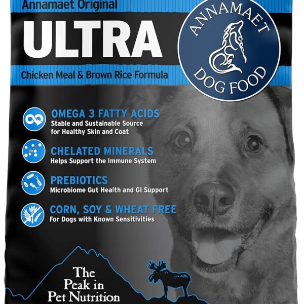 Alimento Seco para Perros Annamaet Ultra Original Pollo y Arroz Integral 32% Proteína Bolsa 40 Libras