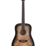 Washburn Deep Forest Burl D - Guitarra acústica, color negro degradado (DFBDB)