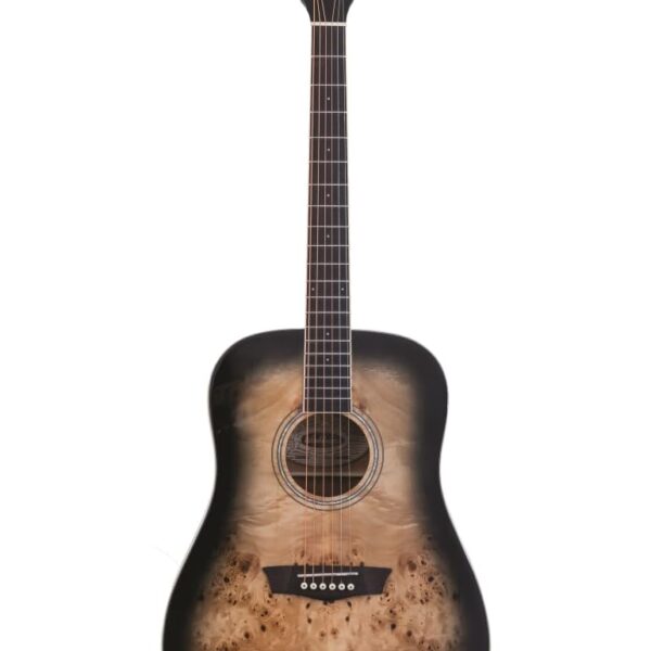 Washburn Deep Forest Burl D - Guitarra acústica, color negro degradado (DFBDB)