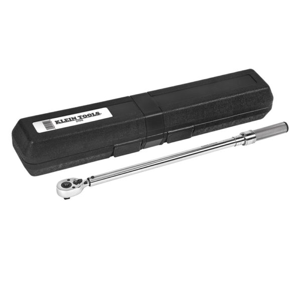 Klein Tools 57010 Llave dinamométrica cuadrada de 1/2 pulgada, cabezal de trinquete microajustable, 30 a 250 pies-libra
