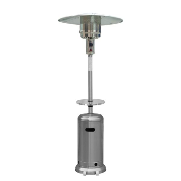 Calentador de Patio Hiland HLDS01-BST Propano 48000 BTU Acero Inoxidable con Mesa y Ruedas