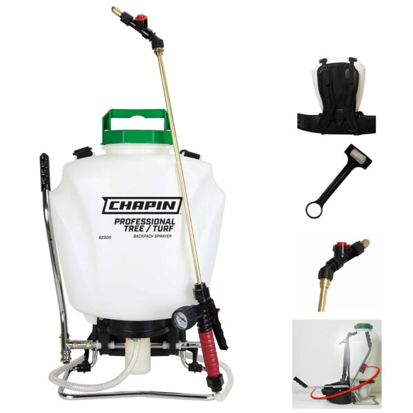 Pulverizador de Mochila Chapin International 62000 Tree and Turf Pro 4 Galones Blanco Translúcido