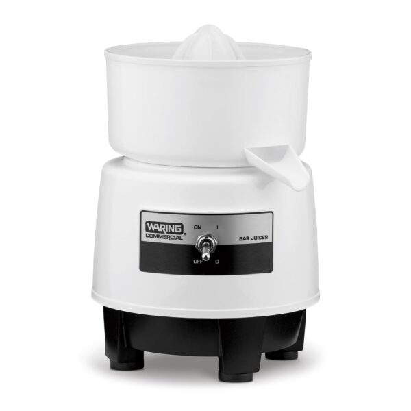 Waring Commercial BJ120C Exprimidor Compacto de Cítricos, 120V, Enchufe 5-15P, Blanco, 34 Onzas