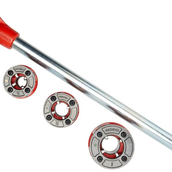 RIDGID Cabezal de troquel de roscado manual, rosca de perno, NPT, tamaño mínimo de tubo compatible de 1/2 pulgada, mano