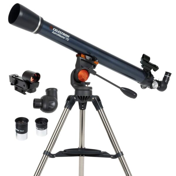 Celestron – Telescopio AstroMaster 70AZ – Telescopio refractor – Óptica de vidrio totalmente recubierta – Trípode de alt