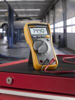 Fluke 115 Multímetro digital, mide voltaje CA/CC hasta 600 V y corriente hasta 10 A, mide resistencia, continuidad, frec
