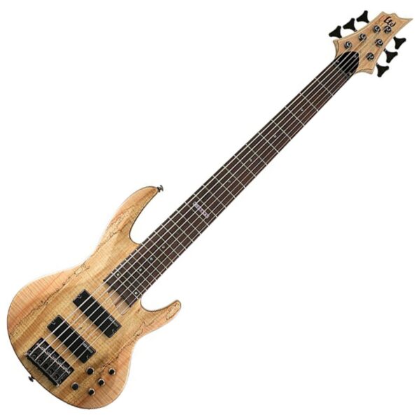 ESP LTD B-206SM - Bajo de 6 cuerdas de arce rajado, acabado satinado natural