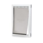Puerta para Mascotas PetSafe Freedom PPA00-10861 Aluminio Blanco Talla Large Límite de Peso 100 Libras