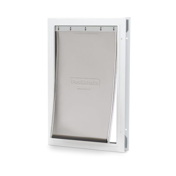 Puerta para Mascotas PetSafe Freedom PPA00-10861 Aluminio Blanco Talla Large Límite de Peso 100 Libras
