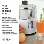 Waring Máquina extractora de jugo comercial de servicio medio, motor de 3600 RPM, cesta de acero inoxidable, jugo sin pu