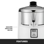 Waring Máquina extractora de jugo comercial de servicio medio, motor de 3600 RPM, cesta de acero inoxidable, jugo sin pu