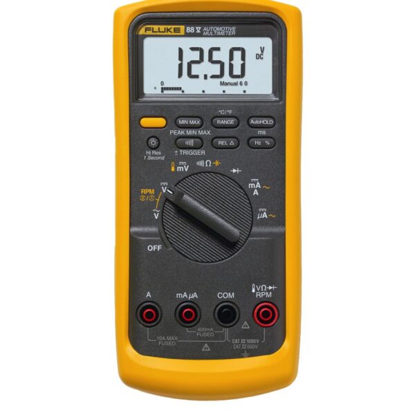 Multímetro Automotriz Digital Fluke 88V Amarillo y Negro Impedancia de Entrada 10 Megaohmios