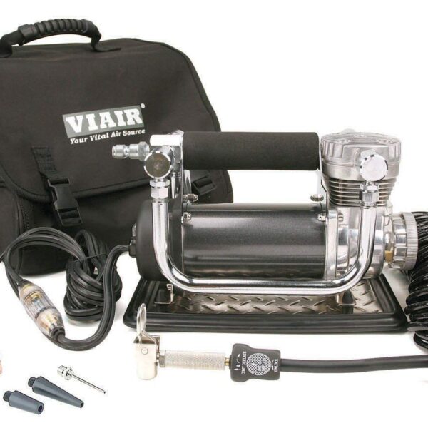 Compresor Portátil Viair 440P 12 Voltios 150 PSI 3 CFM Negro con Estuche de Lona y Manguera de 25 Pies