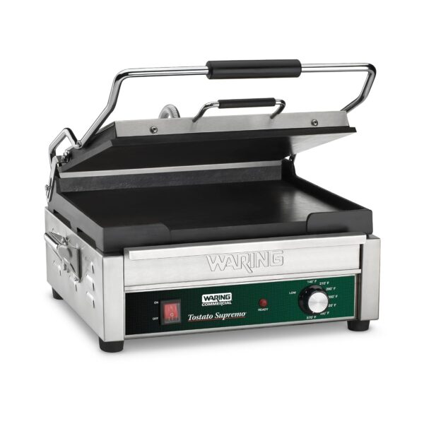 Waring Commercial WFG250 Tostato Supremo® Parrilla Grande Plana para Tostar, 120V, 1800W, Enchufe 5-15, Plateado
