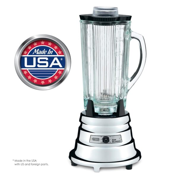 Waring Comercial BB900G licuadora de barra cromada de 1/2 HP con contenedor de vidrio de 40 onzas color plateado